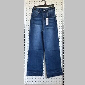 Ettelo Women's Blue High Rise Wide Leg Stretch Denim Jeans Size 6 / 29x37 NWT